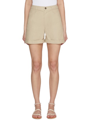 Main View - Click To Enlarge - YVES SALOMON - Cuffed Hem Cotton Blend Safari Shorts