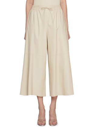 Main View - Click To Enlarge - YVES SALOMON - Drawstring Elasticated Cropped Leather Wide Leg Pants