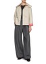 Figure View - Click To Enlarge - YVES SALOMON - Leather Trim Waterproof Cotton Short Parka Jacket