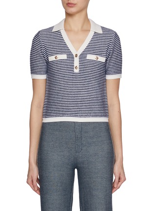 Main View - Click To Enlarge - CRUSH COLLECTION - Striped Wool Polo Shirt