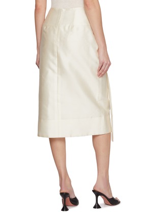 Back View - Click To Enlarge - GIA STUDIOS - Wrapped Front Silk Midi Skirt