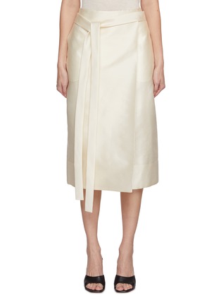 Main View - Click To Enlarge - GIA STUDIOS - Wrapped Front Silk Midi Skirt