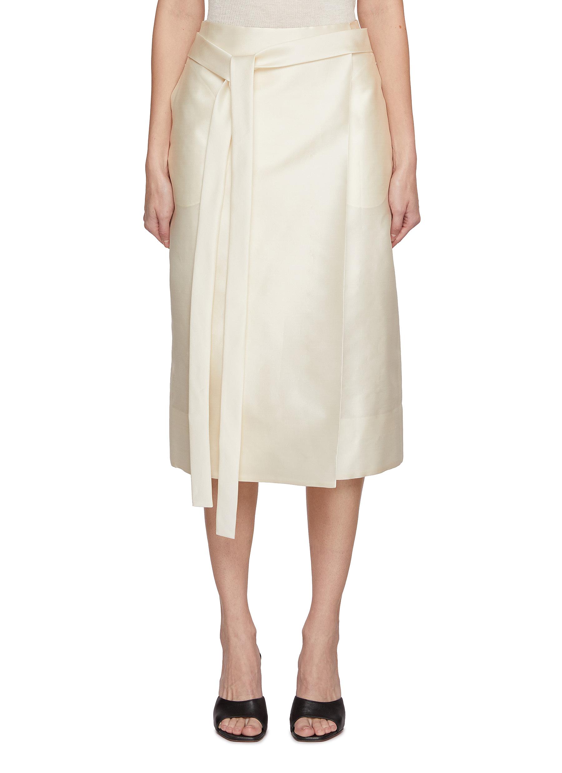 GIA STUDIOS | Wrapped Front Silk Midi Skirt