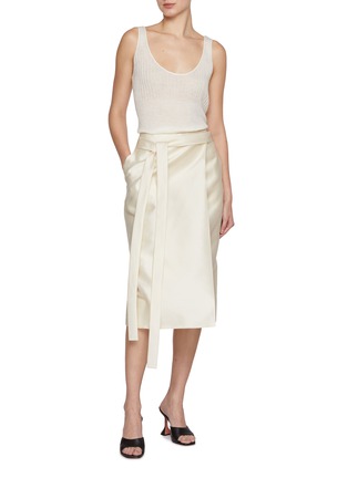 Figure View - Click To Enlarge - GIA STUDIOS - Wrapped Front Silk Midi Skirt