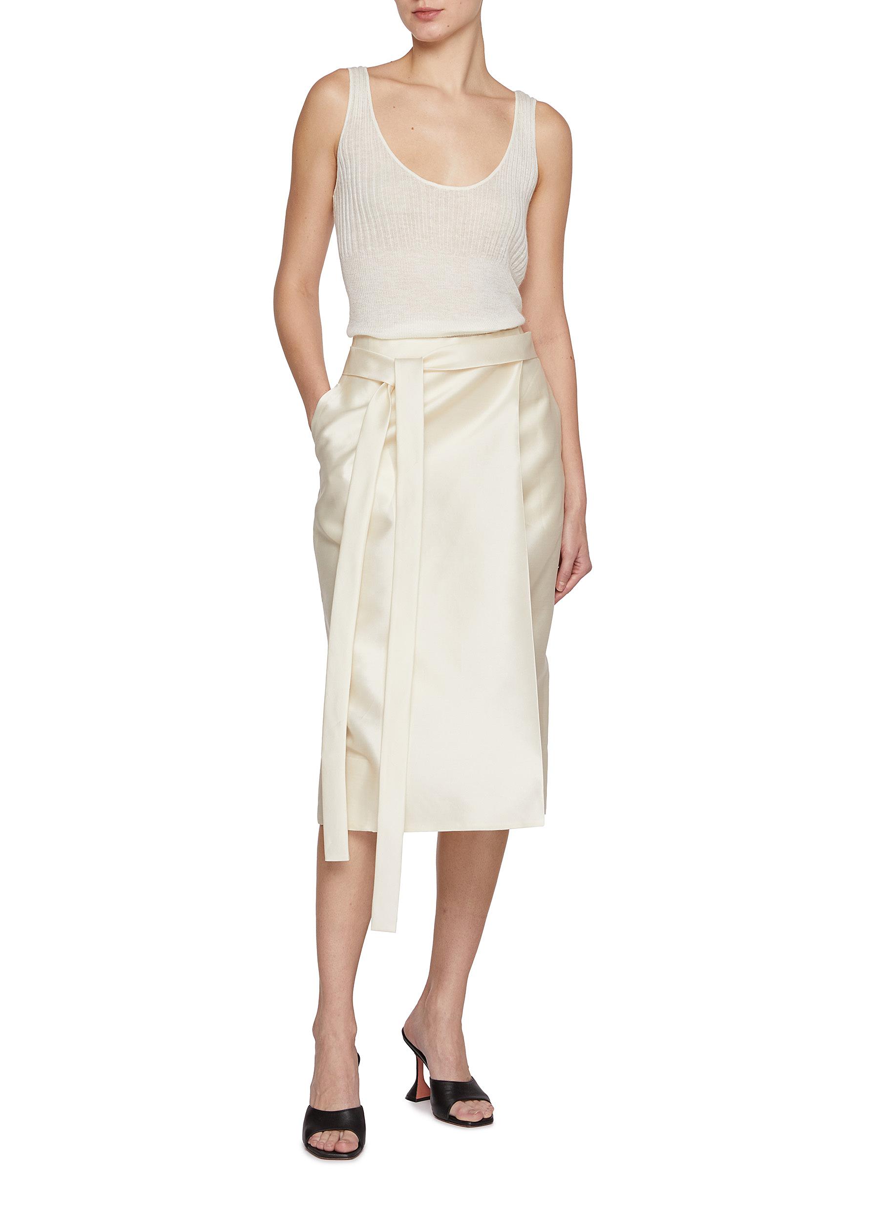 GIA STUDIOS | Wrapped Front Silk Midi Skirt