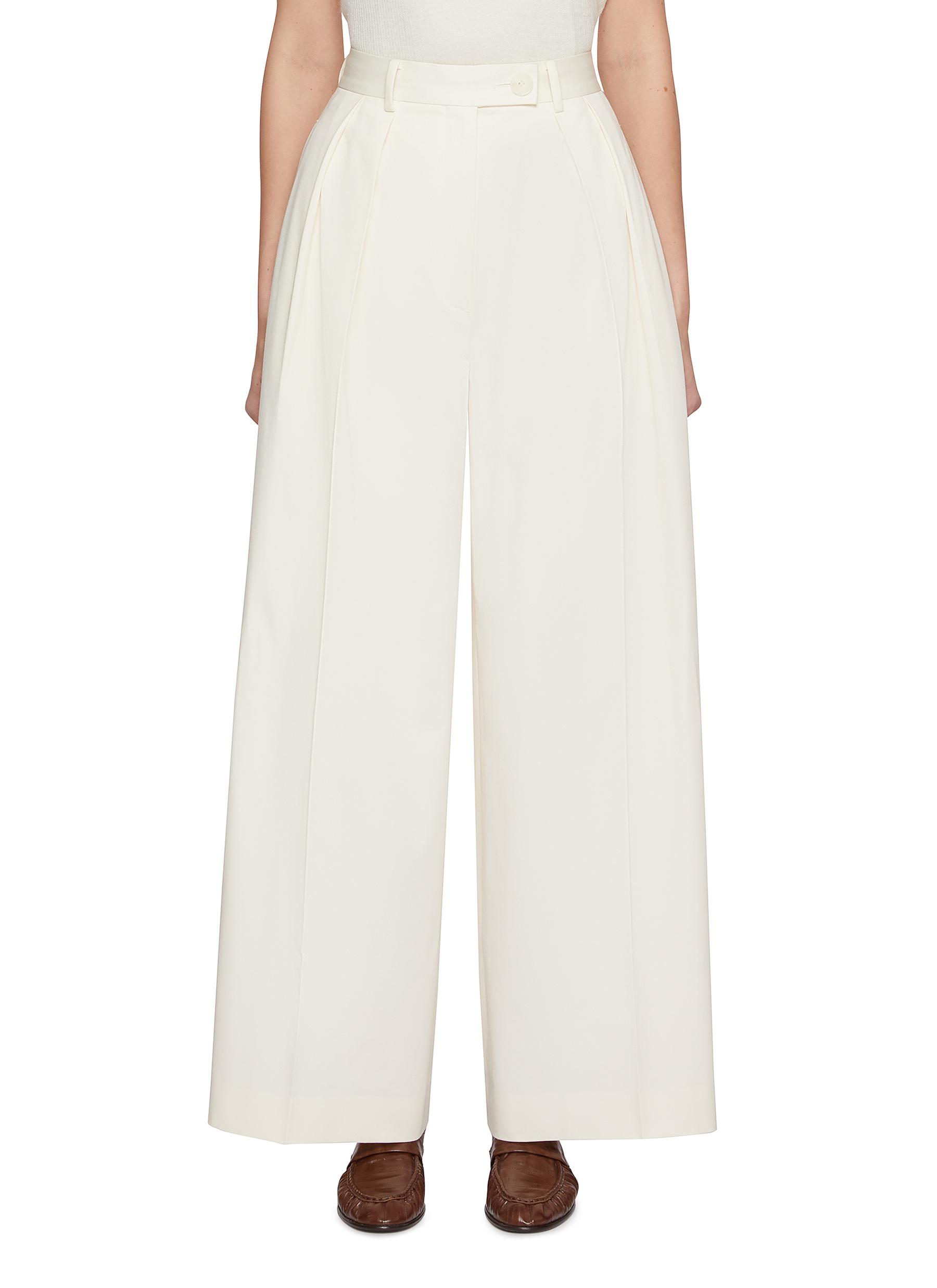 オープニング 大放出セール Blend Cotton Front Pleated | STUDIOS GIA Wide Pants Leg パンツ