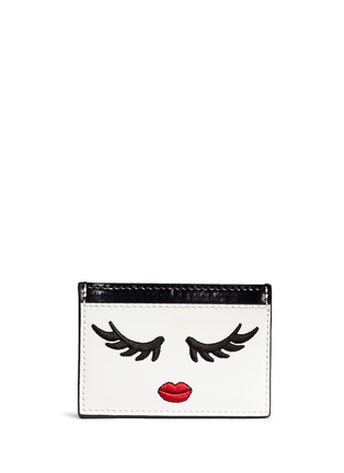 Main View - Click To Enlarge - ALICE & OLIVIA - 'Winking Stace Face' embroidered patent leather card holder