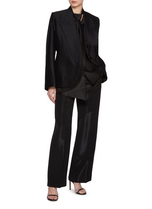 Figure View - Click To Enlarge - GIA STUDIOS - Peak lapel Wool Silk Blazer And Gilet