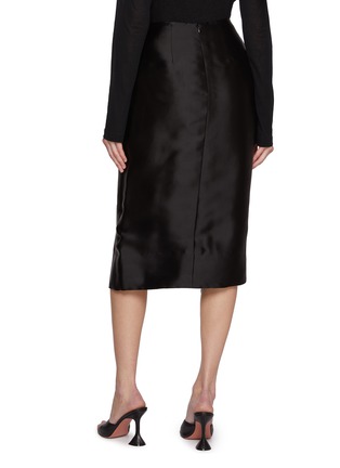 Back View - Click To Enlarge - GIA STUDIOS - Moon Wrap Front Silk Midi Skirt