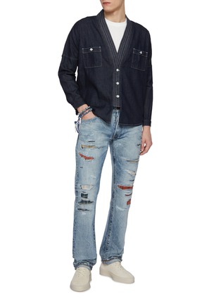 Figure View - Click To Enlarge - WASHI - Medium Washed Vintage Patchwork Jeans