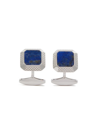 Main View - Click To Enlarge - TATEOSSIAN - Rhodium Plated Sterling Silver Lapis Signature Octo Cufflinks