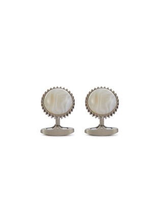 Main View - Click To Enlarge - TATEOSSIAN - Titan Palladium Plated Titanium Botswana Agate Gear Cufflinks