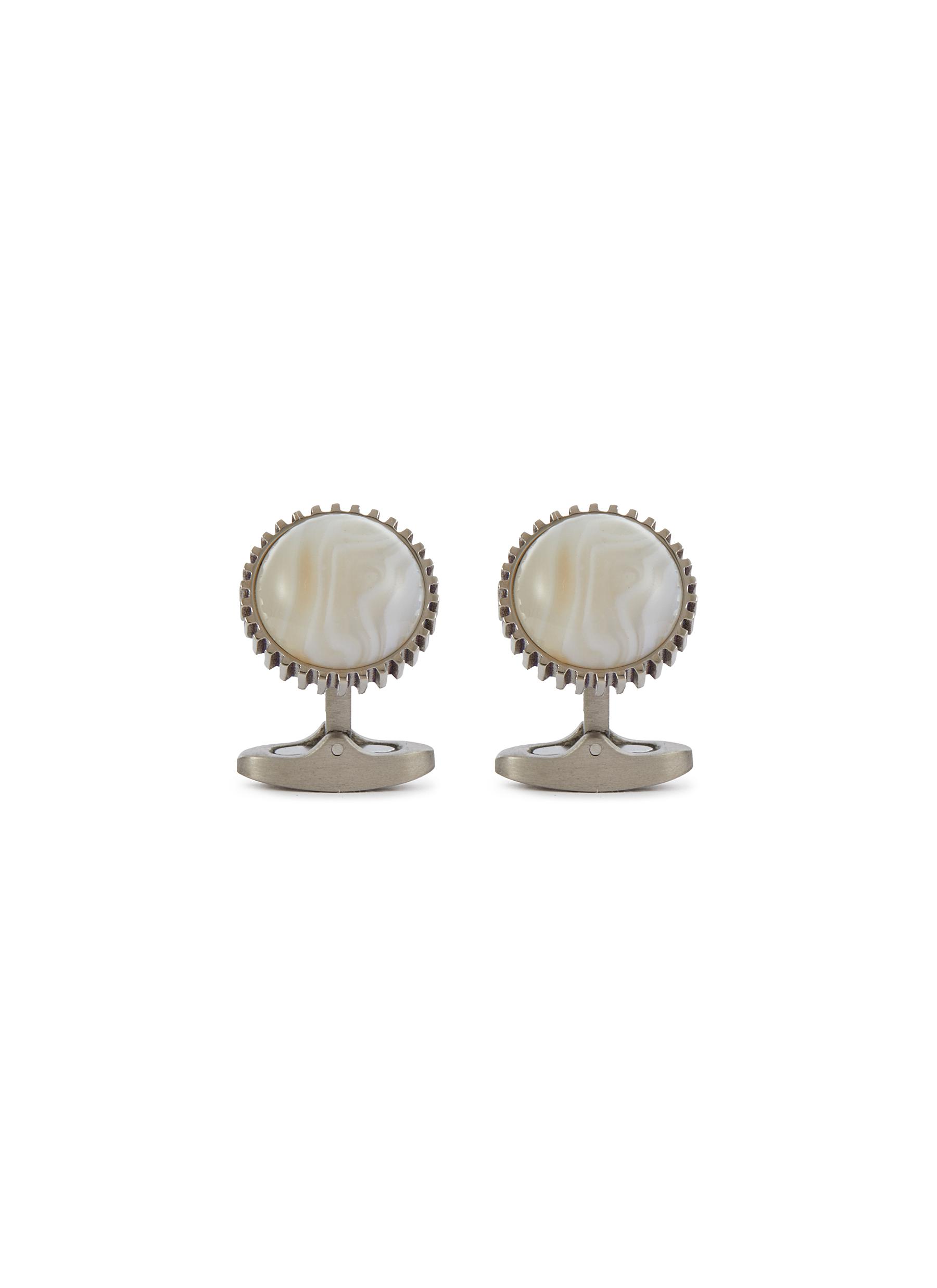 Titan Palladium Plated Titanium Botswana Agate Gear Cufflinks