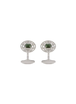 Main View - Click To Enlarge - TATEOSSIAN - Limited Edition Rhodium Plated Sterling Silver Tourmaline Enamel Cufflinks