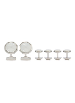 Main View - Click To Enlarge - TATEOSSIAN - Palladium Plated Base Metal Mother of Pearl Cufflink and Stud Set