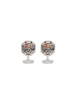 Main View - Click To Enlarge - TATEOSSIAN - Gunmetal Rose Gold Palladium Plated Herxag Enamel Octo Gear Cufflinks