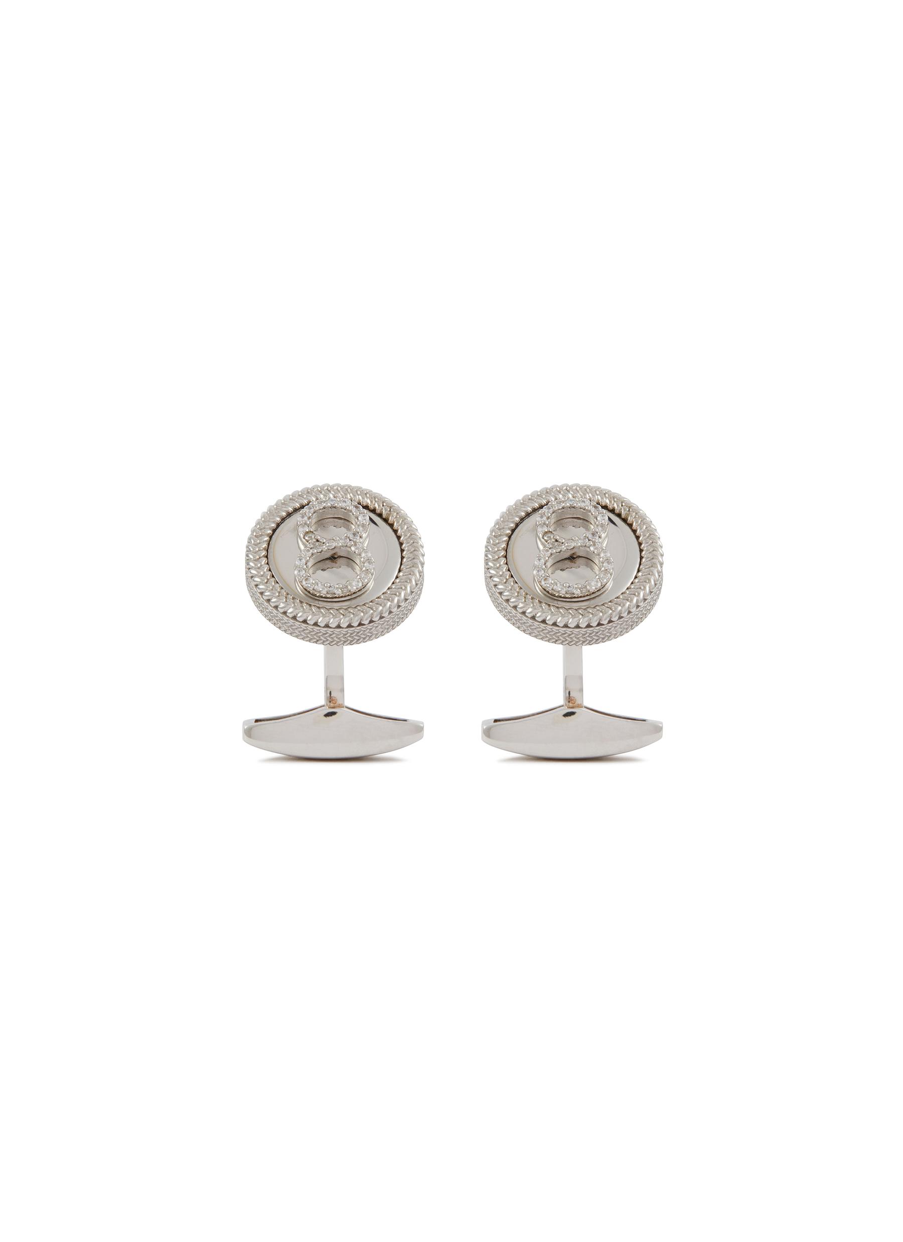 Rhodium Plated Diamond Infinity Cufflinks