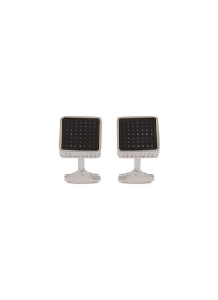 Main View - Click To Enlarge - TATEOSSIAN - Palladium Plated Translucent Enamel Square Giza Ice Cufflinks