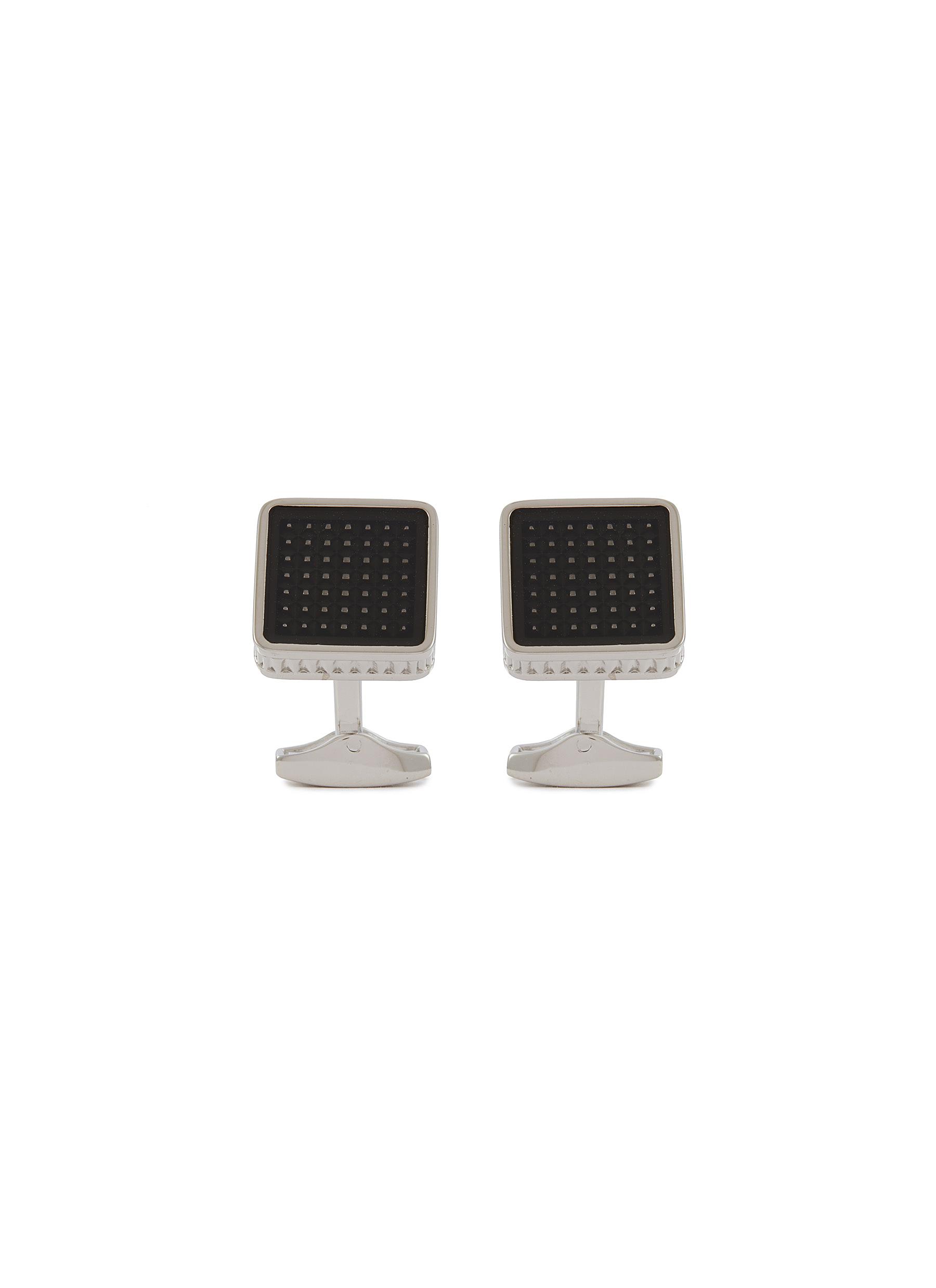 Palladium Plated Translucent Enamel Square Giza Ice Cufflinks
