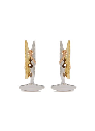 TATEOSSIAN | Rhodium Plated Sterling Silver 18K Gold Mayfair Peg Cufflinks