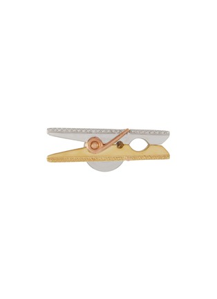 Figure View - Click To Enlarge - TATEOSSIAN - Mayfair 18K Yellow Gold Rhodium Plated Sterling Silver Peg Pin