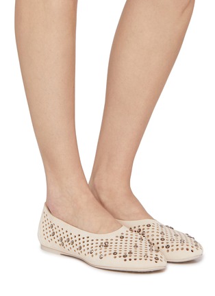 Figure View - Click To Enlarge - PEDRO GARCIA  - Ariane Crystal Studs Suede Ballerina Flats