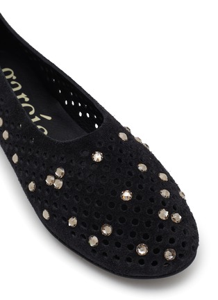 Detail View - Click To Enlarge - PEDRO GARCIA  - Ariane Crystal Studs Suede Ballerina Flats