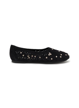 Main View - Click To Enlarge - PEDRO GARCIA  - Ariane Crystal Studs Suede Ballerina Flats