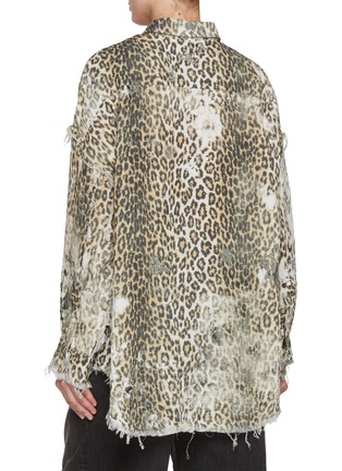 Back View - Click To Enlarge - R13 - Cheetah Print Shredded Seam Cotton Shirt