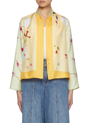 Main View - Click To Enlarge - LILYEVE - Floral Letter Print Silk Jacket