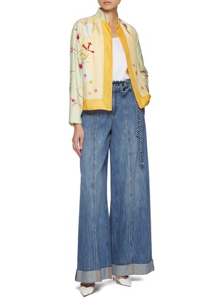 Figure View - Click To Enlarge - LILYEVE - Floral Letter Print Silk Jacket