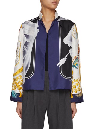 Main View - Click To Enlarge - LILYEVE - Kelly Bag Print Silk Jacket