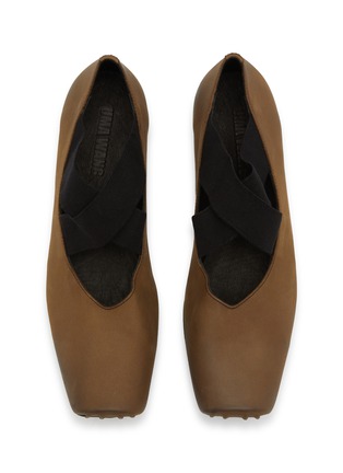 Detail View - Click To Enlarge - UMA WANG - Crisscross Elastic Band Leather Ballerina Flats