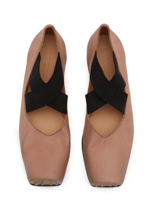 Detail View - Click To Enlarge - UMA WANG - Crisscross Elastic Band Leather Ballerina Flats