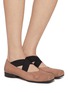 Figure View - Click To Enlarge - UMA WANG - Crisscross Elastic Band Leather Ballerina Flats