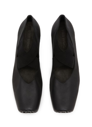 Detail View - Click To Enlarge - UMA WANG - Crisscross Elastic Band Leather Ballerina Flats