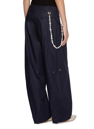 Back View - Click To Enlarge - DARKPARK - Phebe Pearl Chain Cotton Wide Leg Pants