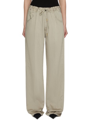 Main View - Click To Enlarge - DARKPARK - Iris Striped Drawstring Paper Bag Pants