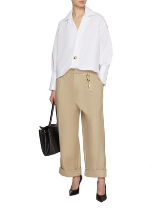 Figure View - Click To Enlarge - DARKPARK - Danielle Cuffed Hem Cotton Wide Leg Pants