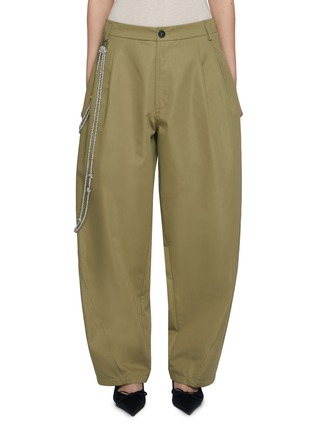 Main View - Click To Enlarge - DARKPARK - Phebe Barrel Fit Chain Embellished Cotton Blend Pants