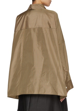 Back View - Click To Enlarge - UMBER POSTPAST - Oversized Chequered Silk Taffeta Shirt