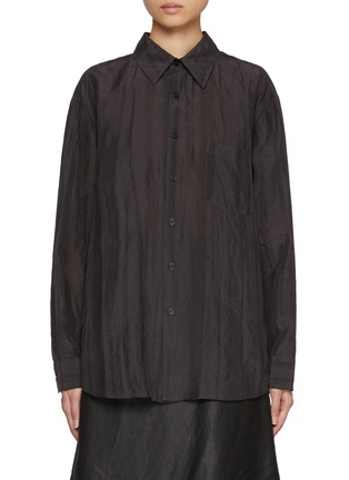 Main View - Click To Enlarge - UMBER POSTPAST - Natural Dyed Striped Silk Shirt