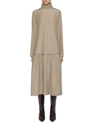 Main View - Click To Enlarge - UMBER POSTPAST - Acacia Dyed Cotton Silk Dress