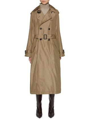 Main View - Click To Enlarge - UMBER POSTPAST - Chequered Silk Taffeta Trench Coat