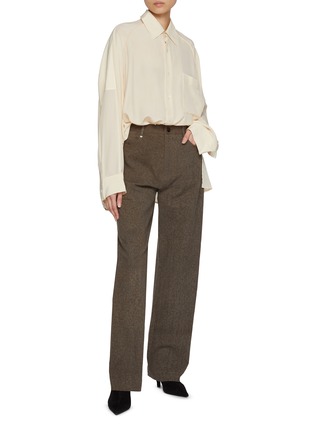 Figure View - Click To Enlarge - UMBER POSTPAST - Oversized Silk Shirt