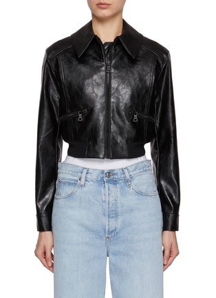 Main View - Click To Enlarge - ALICE & OLIVIA - Hyde Cropped Vegan Leather Jacket