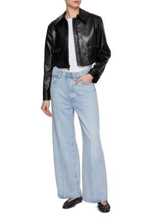 Figure View - Click To Enlarge - ALICE & OLIVIA - Hyde Cropped Vegan Leather Jacket