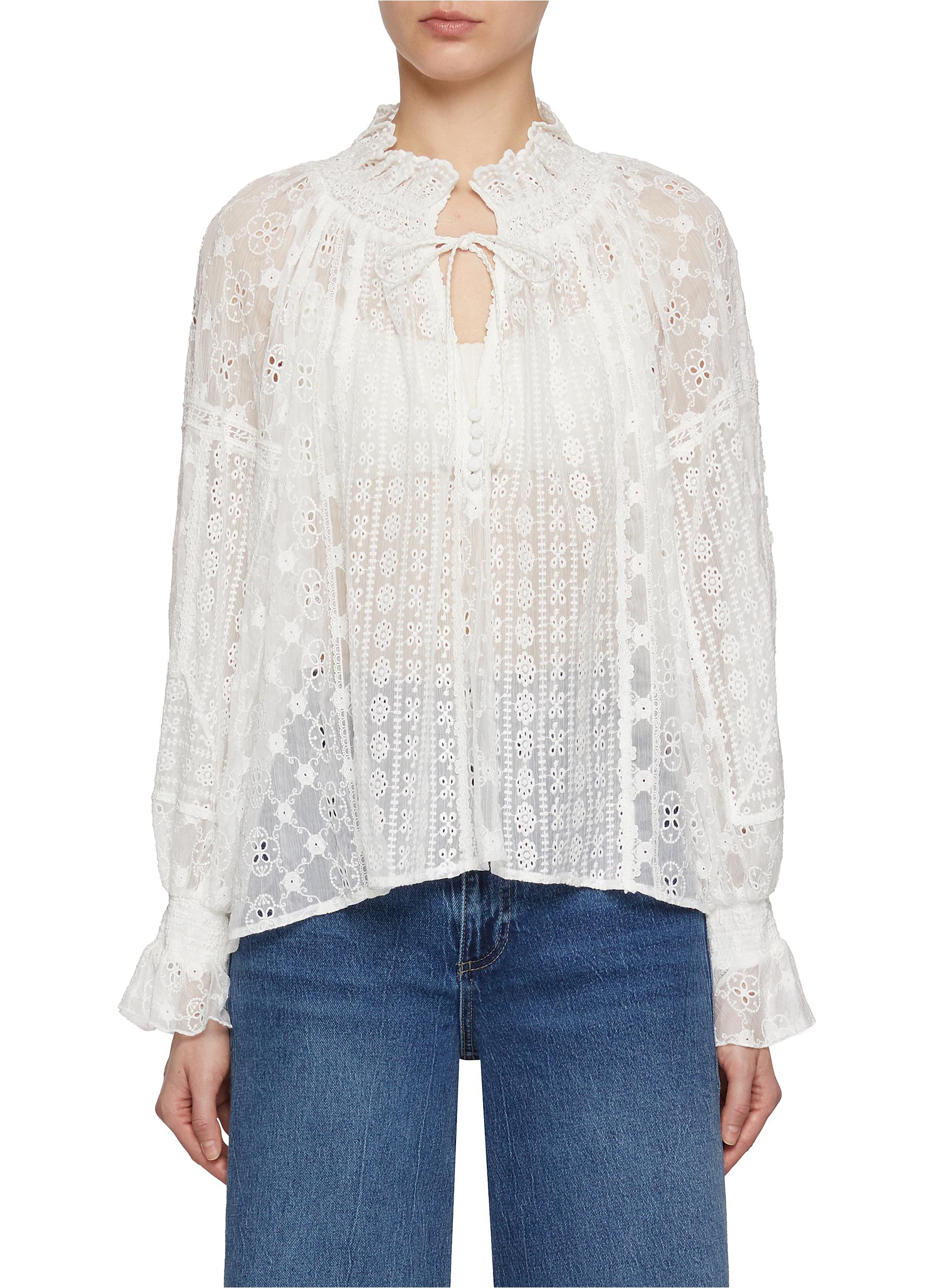 ALICE & OLIVIA | Norah Eyelet Lace Blouse | Women | Lane
