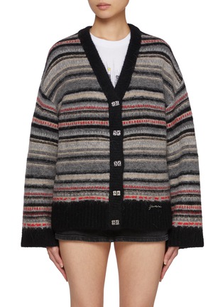 Main View - Click To Enlarge - GANNI - Striped Boxy Knit Cardigan