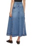 Back View - Click To Enlarge - GANNI - Fringed Heavy Medium Wash Denim Midi Skirt